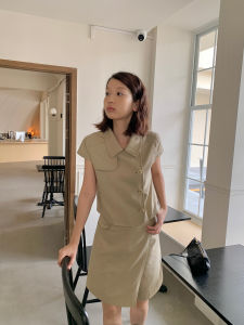 Fashionable Vintage Turn-Down Collar Shirt and Skirt Set