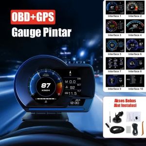 MANSOON HUD P6 Smart Car Layar Display HD OBD2+GPS HUD Sistem Ganda Smart Gauge Daihatsu Kode kesalahan bisa dihapus