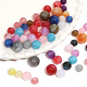 Handmade Resin Beads Starry Sky Round Loose Spacer Beads for Necklace Bracelet Earring DIY Jewelry Making