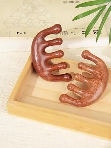 Wooden Meridian Massage Comb Five-Tooth Chinese Acupuncture Head Combs Blood Circulation Sandalwood Scalp Comb Массажер