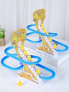 Small Duck Electronic Climbing Stairs Track Toy Light Musical Slide Track Coaster Toy