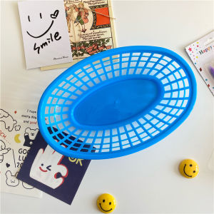 Elliptical Plastic Storage Basket Desktop Organizer Fruit Basket Snack Basket Picnic Prop Home Decorative Accessories