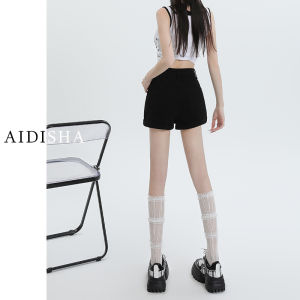 High Waist Black Ruffle Hem Denim Shorts Women Summer New Style A-Line Slimming Hot Pants American Spicy Girl Short Jeans