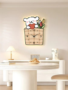 Creative Clock Wall Lamp Living Room Dining Table Cartoon Line Dog Silent No Punching Clock Modern Simple Acrylic Material