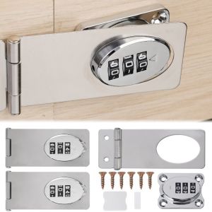 Polocat Stainless Steel Hasp Password Lock Slide Latch Keyless Combination Lock For Kitchen Drawers Cabinets Cupboard Door Password Lock
