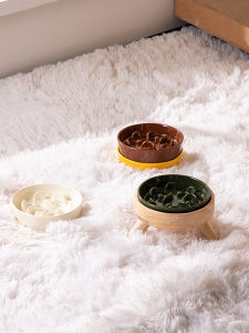 Hocc Ceramic Slow Feeder Bowl for Dogs And Cats Prevent Choking Anti Flip Pet Bowl Cat Food Dish Small Size Dog Bowl
