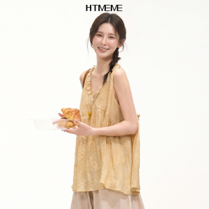 HTMEME | Áo Không Tay V-Neck Voan Xếp Li Đẹp