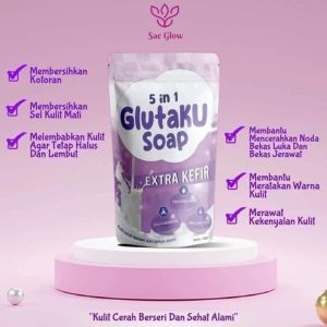 sabun glutaku shop 5 in 1 sabun untuk wajah juga seluruh tubuh untuk flek beruntusan jerawat bekas luka gatal gatal