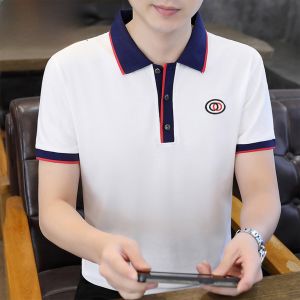 HENGYUANXIANG | High-End Ice Silk Polo Shirt For Men Casual Short Sleeve T-Shirt Dad Fashionable Summer Business Cotton Polyester Blend