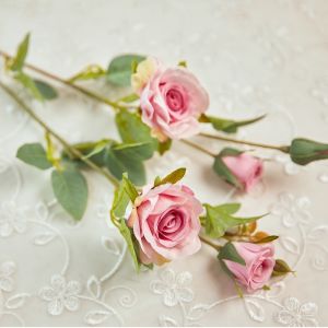 YO CHO Artificial Silk Rose Flowers High Quality Fake Flowers Long Branch 5 Heads Wedding Flores Valentines Day Home Decoration