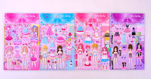 Magic Dress-Up Stickers Gold Foil Handmade DIY Kindergarten Reward Stick-On Art Cards for Girls Ages 3-12 Flash Kids Toys