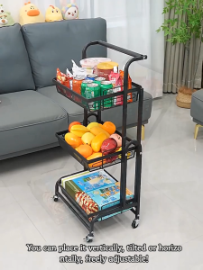 3-Tier Foldable Storage Trolley Detachable Baskets 360° Wheels Organizer For Kitchen Bathroom Bedroom Salon Snack Sundry Storage Rack