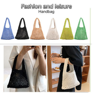 MOJOYCE Túi Xách Tay Sợi Cotton Túi Xách Lưới Rỗng Dệt Rơm Đi Biển Mua Sắm Kỳ Nghỉ