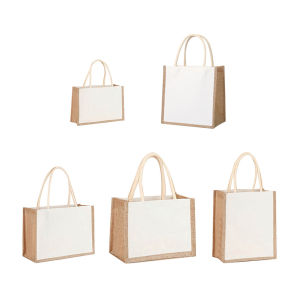 MOJOYCE Chic Women Jute Tote Bag with Natural Canvas and Top-handle Design for Casual and Travel Purposes