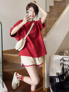 Summer Thin Short Sleeve Cotton Sportswear Set for Women Casual Running Suit Student Leisure Two-Piece Short Pants And Shorts