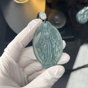TIMESWIND Authentic A-Type Jade Natural Maria Oval Pendant Blue Water Men Women Necklace for Gift Fashion Jewelry with Certificate