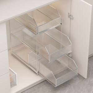 Bathroom Sink Pull out Drawer Rack Modern Style Iron Material Three Layers Storage Shelf for Bathroom Cabinet And Toilet