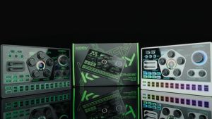 KOORFLY KF03 Sound Card 48V Mixer Condenser Mic Customizable Sounds & Lights Bluetooth Connectivity - Perfect for Live Recording & Streaming