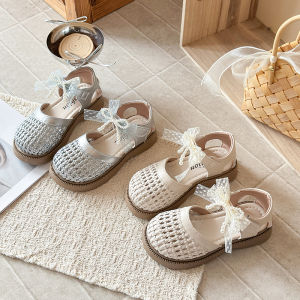 Girls Lace Bow Princess Style Woven Open-toe Summer Sandals