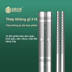 WODEBAIHUI | Đũa Thép Không Gỉ 316 Chống Trượt Kháng Khuẩn