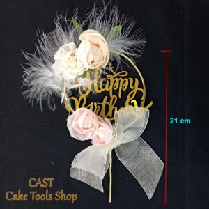 Cake Topper Happy Birthday Bunga Corsage