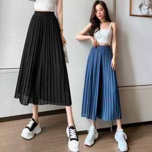 【Shipping In 24 Hours】 Plus Size Womens Satin Pleated High Waist A-line Maxi Skirt Palas High Waist Retro Long Skirt Labuh Kembang Women Skirt Plain Bodycon White A-line skirt korean style Rok Panja#L/XLng Wanita