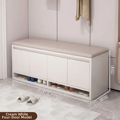 Entryway Shoe Changing Bench Solid Wood Padded