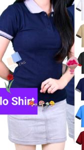 Bisa COD - Kaos Polo Kerah Wanita Lengan Pendek / Kaos Polos Wanita / Kaos Seragam / Kaos Kekinian Wanita / Kaos Terbaru Wanita / Kaos Wanita