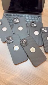 Premium Ultra Black Doff Carbon Lubang Logo iPhone 15 14 13 12 11 Pro Max Plus XR X Xs Max 7+ 8+ Hitam Softcase Soft Case Matte Dove BlackDoff Doff Cover Hole Logo Bulat Apple Silikon Silicone Jelly Accessories