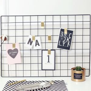 INS Nordic Style Iron Mesh Wall Hanging Decoration Photo Wall Decoration Room Iron Decoration Shelf Wall Mesh Red Plaid TikTok