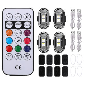 KEVANLY | Wireless Remote LED Strobe Light Car Motorcycle Bike Warning Decor Lamp USB Rechargeable Aircraft Indicator 8 Colors Car Lights