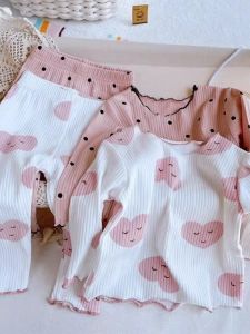 Cute Chic Girls Ice Silk Long Sleeve Long Pants Pajama Set 2-Piece