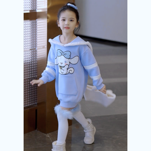 Girl Fleece Pullover Dress Fall and Winter K-style Childrens Kids Fashion Fashionable Thickened Cinnamoroll Babycinnamoroll Heattech Dress