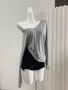 Slimming Long Sleeve V-Neck T-Shirt Womens Autumn Winter Loose Fit Base Layer Top POPW Front And Back Wear Commute Style