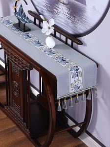 New Chinese Style Table Flag Zen Tea Table Long Rectangle Tea Tablecloth Table Mat Bedroom Flag Entrance Cabinet TV Cabinet