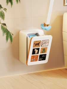 No Dead Corners Toilet Brush Set Long Handle Wall-Mounted Drill-Free Cleaning Brush