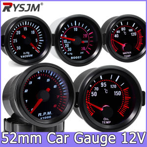 RYSJM | 52mm Smoke Lens Auto Tachometer White LED 0-8000 RPM Meter Car Boost Gauge Bar Psi Vacuum Water Temp Oil Pressure Gauge