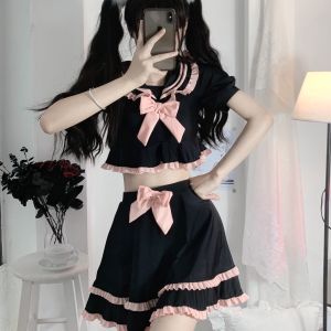 Womens Bikini Swimsuit Pure Desire Style Student High Waist Slimming Small Size Beach V-Neck Polyester Fabric with Chest Pad