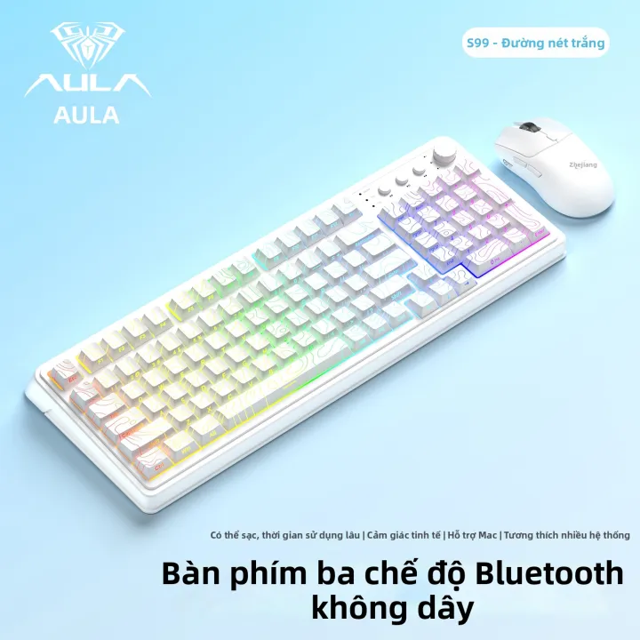 AULA | Bộ Bàn Phím và Chuột Bluetooth Không Dây Ba Chế Độ Cơ Học Ít Ồn | BigBuy360 - bigbuy360.vn
