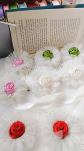 [ Hàng Thủ Công] set 2 Cái Kẹp Tóc/ Cột Tóc Hoa Hồng Cho Bé gái.(Hình Thật )