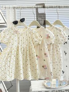PuffHey | Girls Summer New Korean Style Floral Short Sleeve Princess Dress