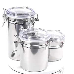 Keranixy Stainless Steel Canister Coffee Tea Sugar Powder Dry Food Storage Container Kitchen Bekas Simpanan