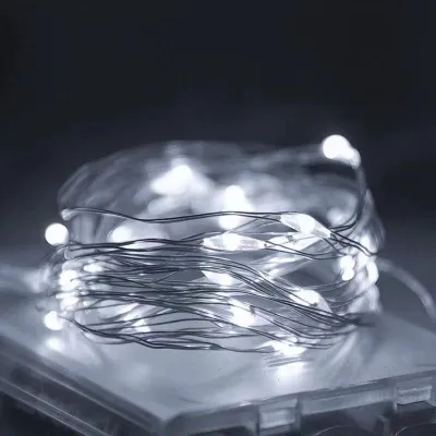 1PC Fairy Lights Battery Operated String Lights 10ft 30 LEDs Flashing and Constant Light Mode Silver Wire Mini Lights