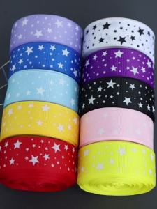 10yards 25mm Polyester Grosgrain Ribbon Printed Stars Webbing for Christmas Wedding Decoration Bowknot DIY Sewing Handmand Craft
