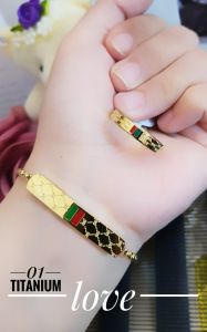 Titanium Set Perhiasan Wanita Gold Gucii Awet Anti Karat 72522b