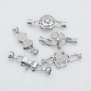 Alloy Silver Plated Gold Plated Diamonds and Pearls Handmade Chain Necklace Buckle Accessories DIY Flower Buckle Connector