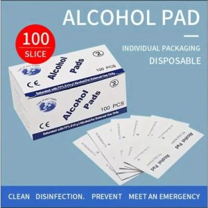 100PCS Disposable 75% Alcohol Wet Wipe Pads For Antiseptic Clean Skin Jewelry Cell Phone For Disinfection Use Tattoo Clean Tools