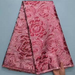 Nigeria Brocade Jacquard Fabric High Quality Damask Lace Gilding African Lace Fabric French Luxury Lace For Women Gown S4146