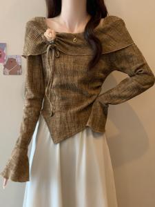 Elegant Long Sleeve T-Shirt Spring Autumn New Style Irregular One Shoulder Top for plus Size Women Fashionable Commute Style