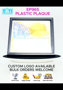 Plastic Plaque Excellence Award | Chrome Finish | Custom Logo Stand Plaque | EP965